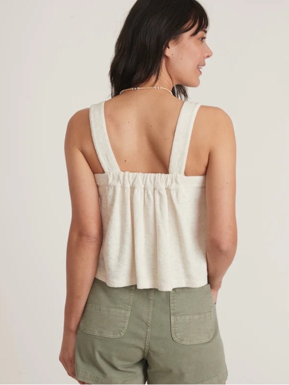 Marine Layer M White Terry Cloth Top Sleeveless Relaxed Fit Boxy California Boho